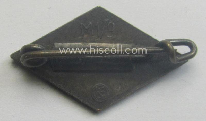 HJ (ie. 'Hitlerjugend') enamelled lapel-pin (ie.: 'Raute') with a: 'RzM - M1/9'-makers'-designation — image 2