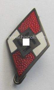 HJ (ie. 'Hitlerjugend') enamelled lapel-pin (ie.: 'Raute') with a: 'RzM …