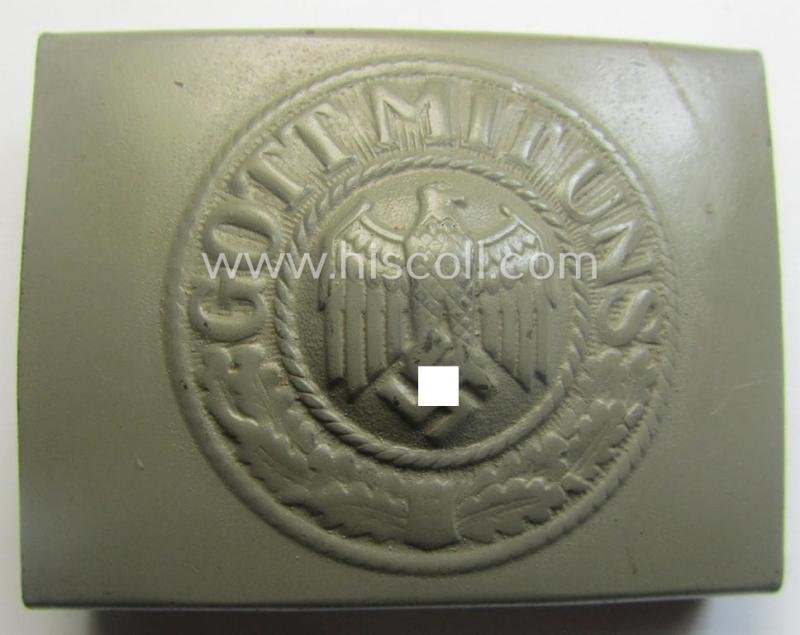 'Virtually mint', 'standard-issue'-pattern WH (Heeres) field-grey-toned- and/or typical steel-based belt-buckle being a maker- (ie. 'm.S.S.'-) marked and/or: '1942'-dated example — image 2