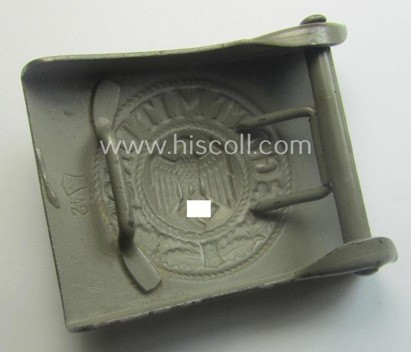 'Virtually mint', 'standard-issue'-pattern WH (Heeres) field-grey-toned- and/or typical steel-based belt-buckle being a maker- (ie. 'm.S.S.'-) marked and/or: '1942'-dated example — image 3