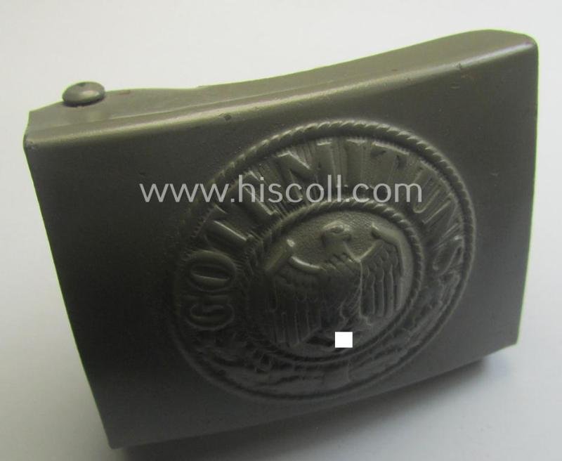 'Virtually mint', 'standard-issue'-pattern WH (Heeres) field-grey-toned- and/or typical steel-based belt-buckle being a maker- (ie. 'm.S.S.'-) marked and/or: '1942'-dated example — image 5