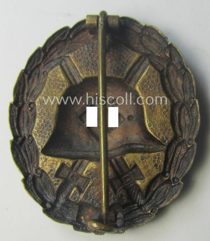 Luxuriously-styled, early-pattern black-class wound-badge (ie.: 'Verwundeten Abzeichen in Schwarz') being a detailed so-called: 'Spanish Civil-War'-version that comes in a moderately used- and/or worn, condition — image 2