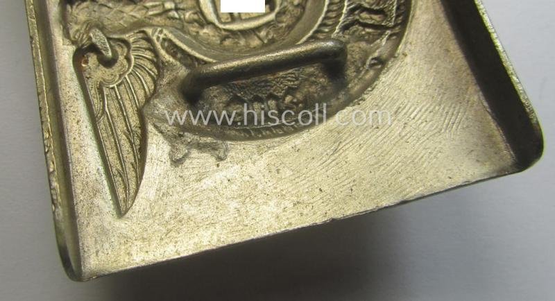 Superb, early-period- SS- (ie. Allgemeine-SS o. Waffen-SS) EM- (ie. NCO-) type belt-buckle (being a typical, nickle-chrome-based- and/or: 'D.R.G.M.'-marked example that comes in a wonderful (ie. hardly used- nor worn, condition — image 4
