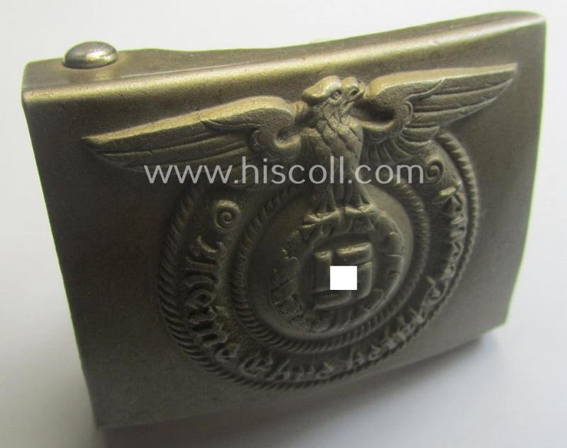 Superb, early-period- SS- (ie. Allgemeine-SS o. Waffen-SS) EM- (ie. NCO-) type belt-buckle (being a typical, nickle-chrome-based- and/or: 'D.R.G.M.'-marked example that comes in a wonderful (ie. hardly used- nor worn, condition — image 5