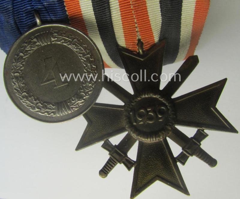2-pieced, WH (Heeres o. Kriegsmarine) medal-bar (ie.: 'Doppelspange') resp. showing a: 'KvK II. Kl. Mit Schw.' and a: 'WH-DA der 4. Stufe' — image 5
