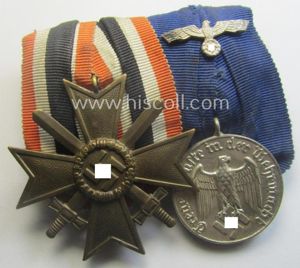 2-pieced, WH (Heeres o. Kriegsmarine) medal-bar (ie.: 'Doppelspange') resp. showing …