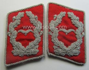 Pair of neatly hand-embroidered, WH (Luftwaffe) officers'-type collar-patches as executed …
