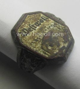 WH (LW, Heeres, RAD etc.) related, metal-based so-called: 'souvenir'-ring depicting …