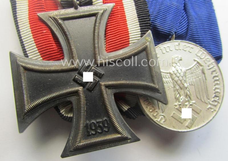 Superb - and just minimally used! - example of a 2-pieced, WH (Heeres o. KM etc.) medal-bar (ie. 'Orden- o. Doppelspange') showing resp. an: 'EKII. Kl.' (ie. 'Schinkel'-pattern!) and a: 'WH-DA der 4. Stf.' — image 3