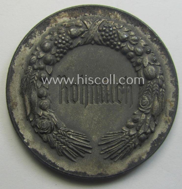 Greyish-silver-toned, 'Reichsnährstand'- (ie. 'RNSt.'-) related, commemorative-award-plaque entitled: '5. Reichsnährstands-Austellung - Blut und Boden - Leipzig 1939 - Rohmilch' and that comes stored in its period etui — image 4