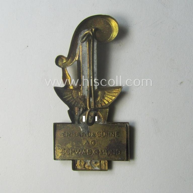 Commemorative - and unusually found! - TR-period 'tinnie' (ie. 'Tagungs- o. Veranstaltungsabzeichen'-) being a maker- (ie. 'Erhard u. Söne AG'-) marked example showing the text: '33. Schwäb. Liederfest - Heilbronn a. N. - 1934' — image 2