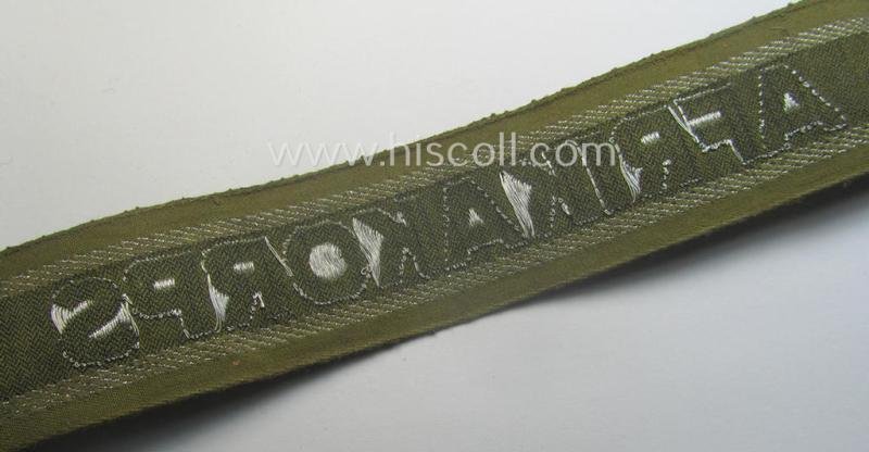'BeVo'-like cuff-title (ie. 'Ärmelstreifen') entitled: 'Afrikakorps' being a presumably issued but simply never worn example that comes in an overall very nice- (ie. non-shortened- and never tunic-attached-), condition — image 5