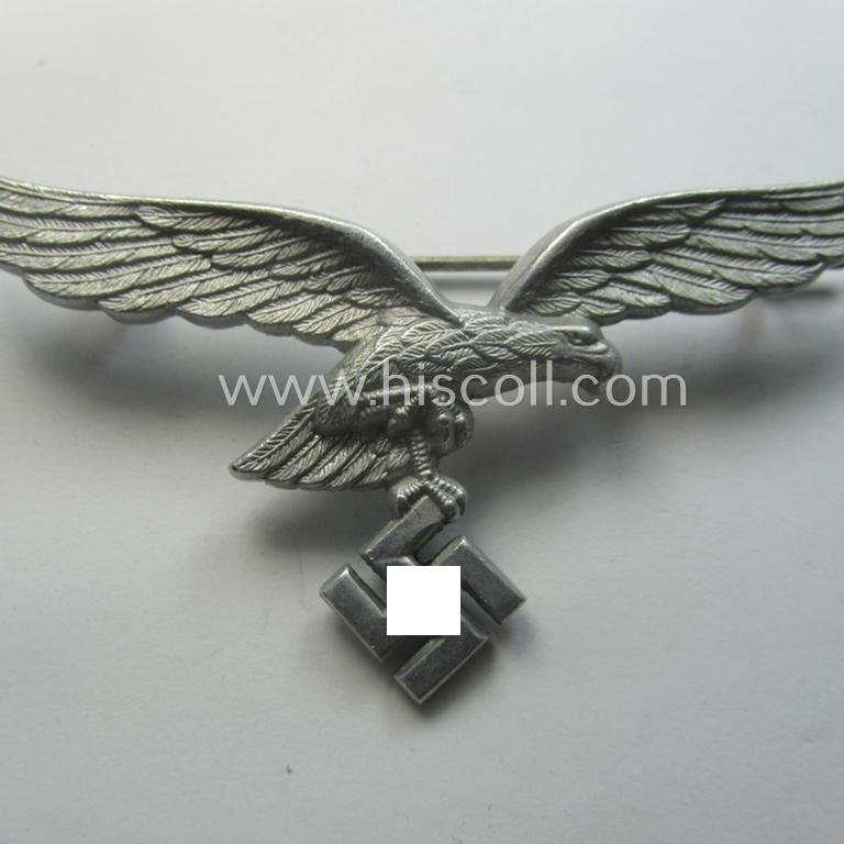 WH (Luftwaffe) aluminium-based breast-eagle as was specifically intended for usage on the white summer-tunics (ie. 'Brustadler für Sommerrock') being a detailed- albeit non-maker-marked specimen — image 2