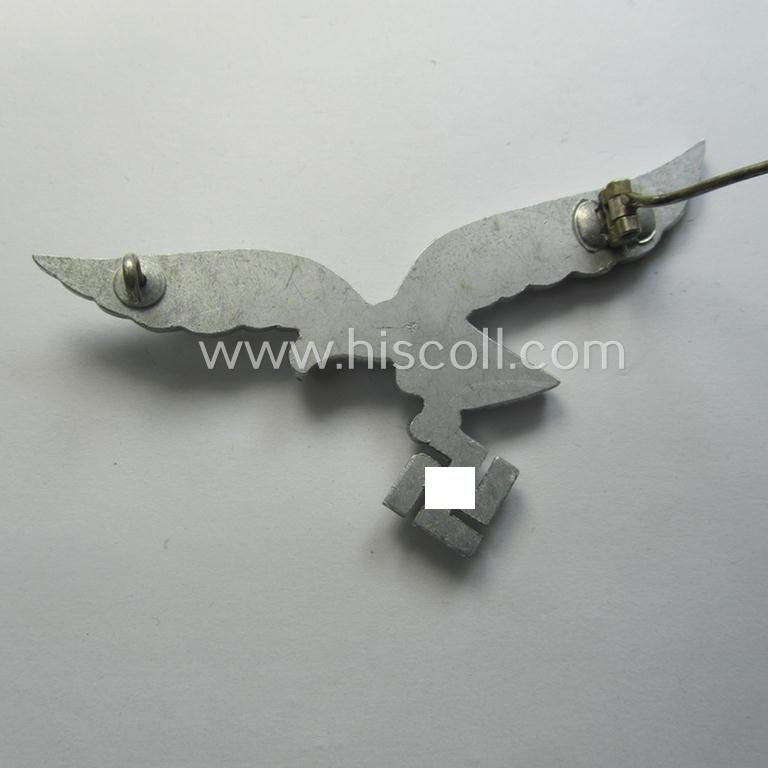 WH (Luftwaffe) aluminium-based breast-eagle as was specifically intended for usage on the white summer-tunics (ie. 'Brustadler für Sommerrock') being a detailed- albeit non-maker-marked specimen — image 4
