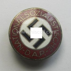 'N.S.D.A.P.'-membership-pin- ie. party-badge (or: 'Parteiabzeichen') showing the makers'-designation: 'RzM' and/or: …