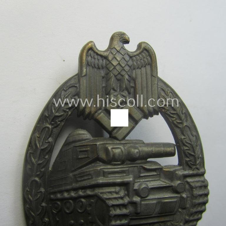 'Panzerkampfabzeichen in Bronze' (or: bronze-class panzer assault-badge or PAB) being a neat (I deem) somewhat later-war-period zinc- (ie. 'Feinzink'-) version as was procuced by the: 'Frank u. Reif'-company — image 2