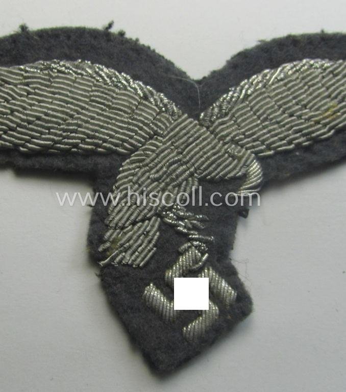 Minimally used WH (LW) officers'- (evt. NCO-) type, hand-embroidered breast-eagle (ie. 'Brustadler für Offiziere der LW') — image 2