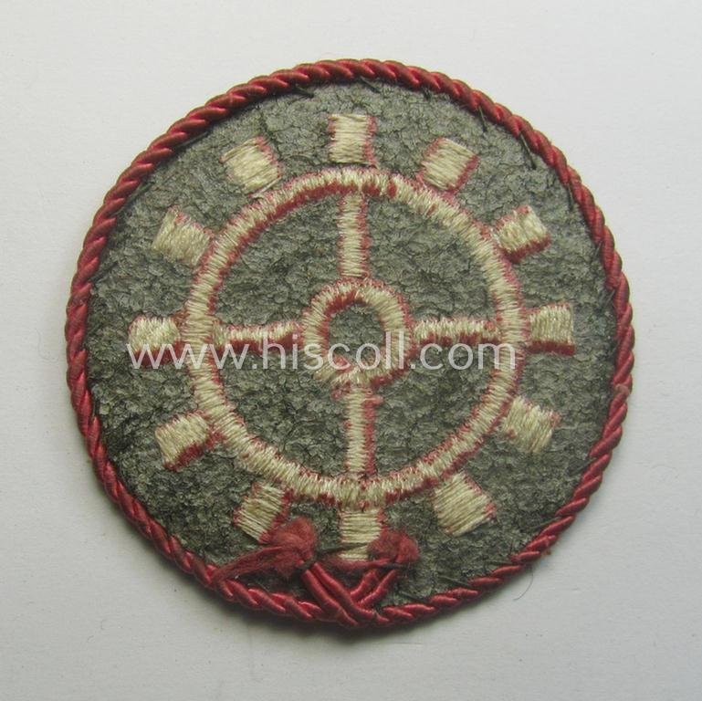 WH (Heeres ie. 'Panzer'-) machine-embroidered-, trade- ie. special-career patch, having a not that often encountered (bright-pink-coloured) 'Kordel' (ie. 'Umrandung') attached, as was intended for a: 'Panzerwarte o. Kfz.-Warte der I. Kl.' — image 2
