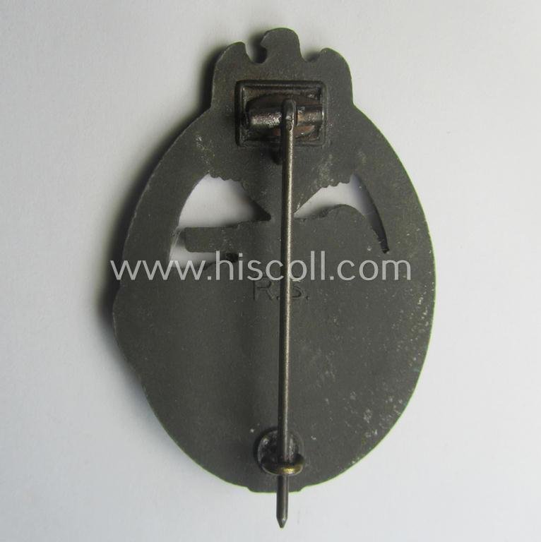 'Panzerkampfabzeichen in Bronze', being a maker- (ie. 'RS'-) marked version as executed in zinc- (ie. 'Feinzink'-) being a so-called: 'Thin Maker Mark'-variant as was produced by the: 'Rudolf Souval'-company — image 4