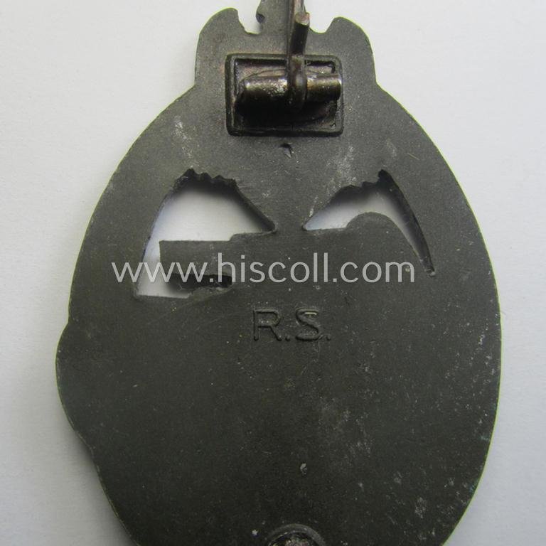 'Panzerkampfabzeichen in Bronze', being a maker- (ie. 'RS'-) marked version as executed in zinc- (ie. 'Feinzink'-) being a so-called: 'Thin Maker Mark'-variant as was produced by the: 'Rudolf Souval'-company — image 6