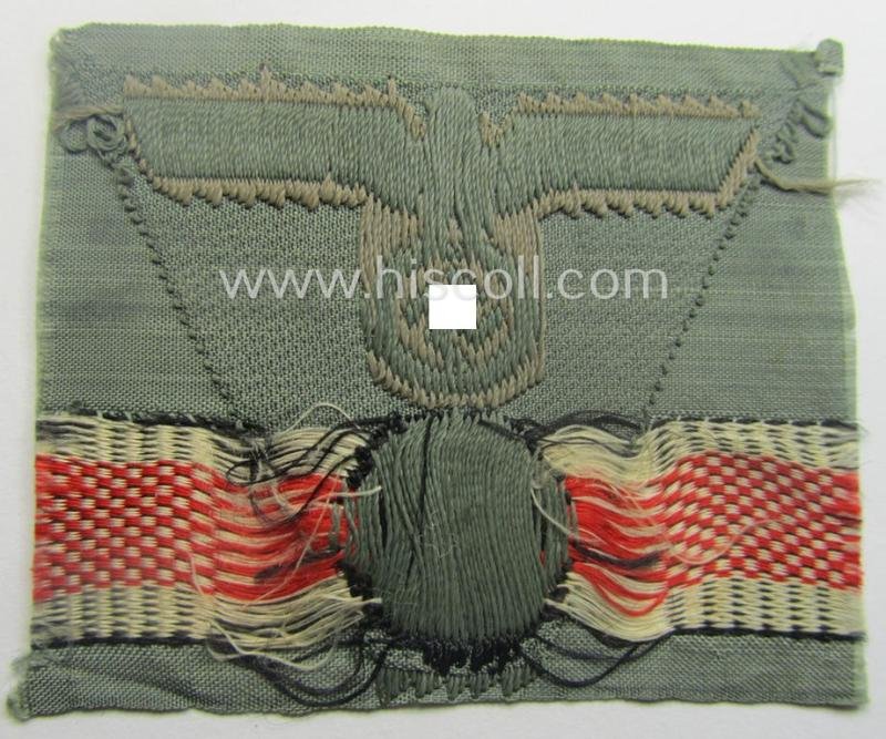 WH (Heeres) so-called: 'M43-pattern') cap-eagle/cocarde (ie. cap-trapezoid) as was specifically produced for usage on the so-called: 'M-43'-model field-caps (ie. 'Einheitsfeldmützen') — image 3