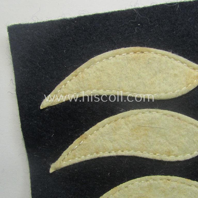 Single - but nevertheless scarcely found! - WH (LW) darker-blue-coloured- and/or smooth-woolen-based, NCO-type rank-patch (aka 'moustache'): 'Oberfeldwebel' (ie. sergeant first-class) — image 2