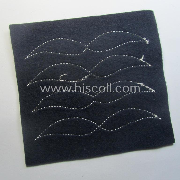 Single - but nevertheless scarcely found! - WH (LW) darker-blue-coloured- and/or smooth-woolen-based, NCO-type rank-patch (aka 'moustache'): 'Oberfeldwebel' (ie. sergeant first-class) — image 3