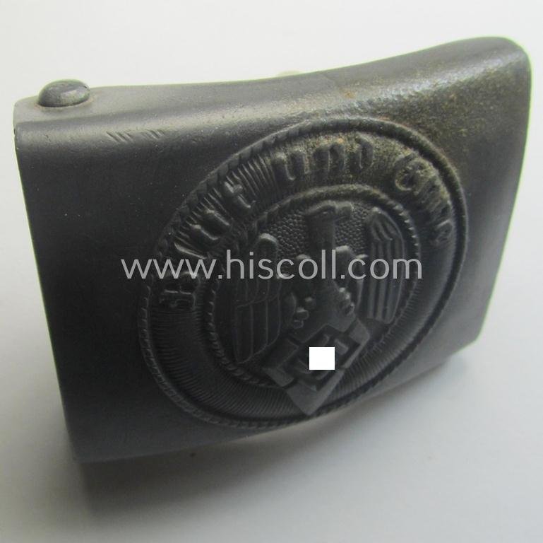 HJ (ie. 'Hitlerjugend') zinc- (ie. 'Feinzink'-) based- (and/or unusually 'molded'-pattern!) belt-buckle being a maker- (ie. 'RzM M4/23'-) marked example — image 4