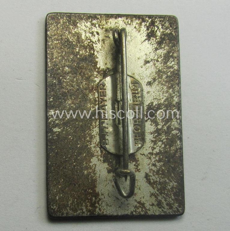 Semi-enamelled- and silver-toned 'N.S.R.L.'-related day-badge (ie. 'tinnie' or: 'Veranstaltungsabzeichen') as was issued to commemorate participation within the: 'Deutsche u. Wehrmacht Ski-meisterschaften 1938' — image 2