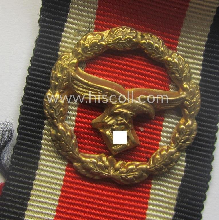 Truly used and/or tunic-removed - and actually rarely encountered! - 'Ehrenblattspange der Luftwaffe' (or: airforce honour-roll clasp) being a 'Buntmetall'- (ie. 'Tombak'-) based example by the maker (ie. 'Hersteller') 'Otto Klein & Co.' — image 2