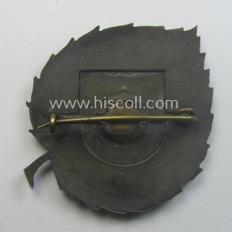 Truly used- and/or worn and/or typical 'Feinzink'-based cap-shield (ie. 'Mützenschild') entitled: 'Hrvatska-Legija 1941' as was intended for usage by a volunteer who served within the 'Deutsche Wehrmacht' ie. within the 'Kroatische Legion' — image 2