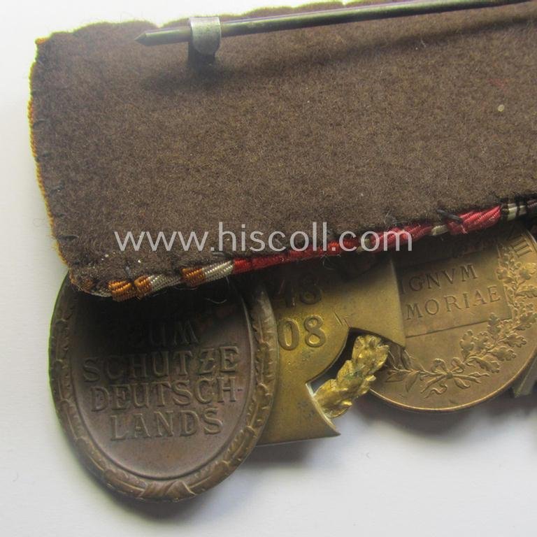 Unusually seen, 8-pieced WWI- (ie. TR- ie. N.S.D.A.P.-) related 'Ordenspange' showing amongst others: an 'N.S.D.A.P-D.A. in Bronze' (ie. '3. Stf. für 10 Jahre t.D.') and various WWI-period Austrian-(Hungarian) awards — image 6