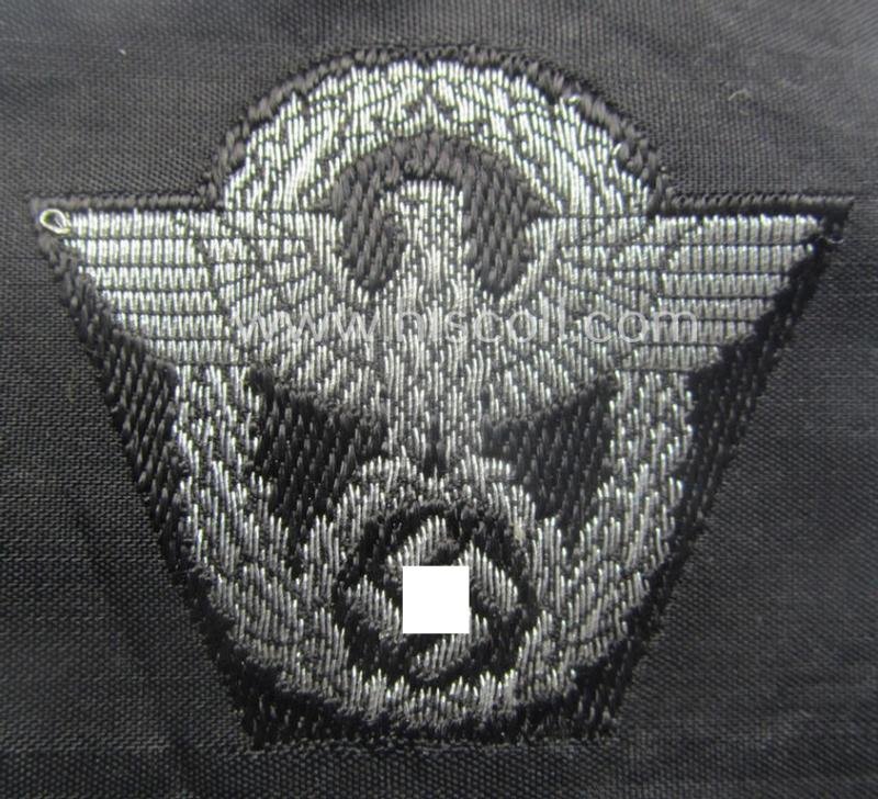 Officers'-pattern, Polizei- (ie. 'SS-Polizei') cap-eagle (ie. 'Adler für Schiffchen o. Einheitsfeldmütze') being a 'virtually mint- ie. unissued' example as executed in so-called: 'BeVo flat-wire'-style — image 2
