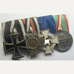 4-pieced, 'WWI'- (ie. TR-) related medal-bar (ie. 'Ordenspange') resp. depicting …