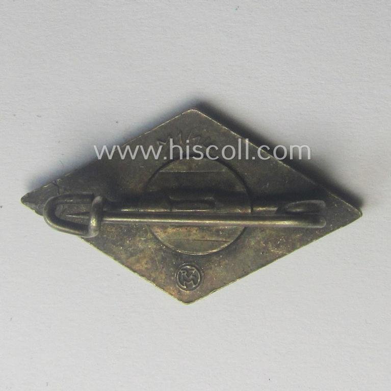 HJ (ie. 'Hitlerjugend') enamelled lapel-pin (ie.: 'Raute') with a: 'RzM - M1/14'-makers'-designation — image 2
