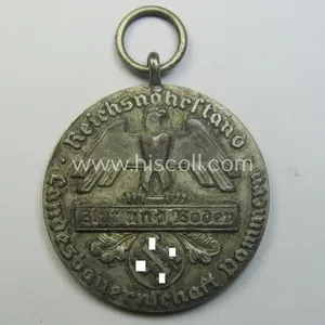 Silber-toned, typical 'Reichsnährstand'- (ie. 'RNSt.'-) related, (portable) loyal-service-award entitled: 'Reichsnährstand …