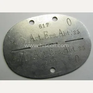 Aluminium-based, WH (Heeres) 'Artillerie'- (ie. artillery-) related ID-disc bearing the …