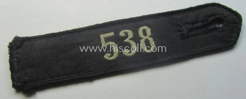 Single, black-piped so-called: 'DJ- o. Deutsches Jungvolk' shoulderstrap as was intended for usage by a: 'DJ-Mitglied' who served within the (Austrian-based): 'Bann 538' (538 = 'Gmunden') — image 4