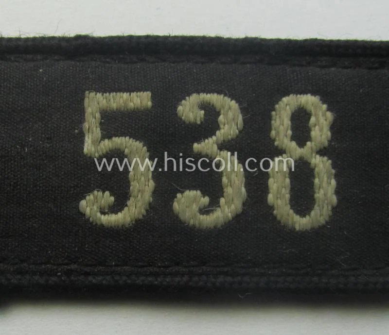 Single, black-piped so-called: 'DJ- o. Deutsches Jungvolk' shoulderstrap as was intended for usage by a: 'DJ-Mitglied' who served within the (Austrian-based): 'Bann 538' (538 = 'Gmunden') — image 5