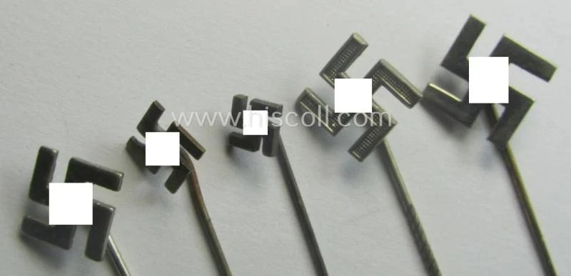 Interesting, 5-pieced set comprising of five so-called: 'N.S.D.A.P.'-related supporter-pins- (ie.: 'Symphatisanten-Abzeichen') showing a swastika (being all five non-maker-marked examples) — image 4