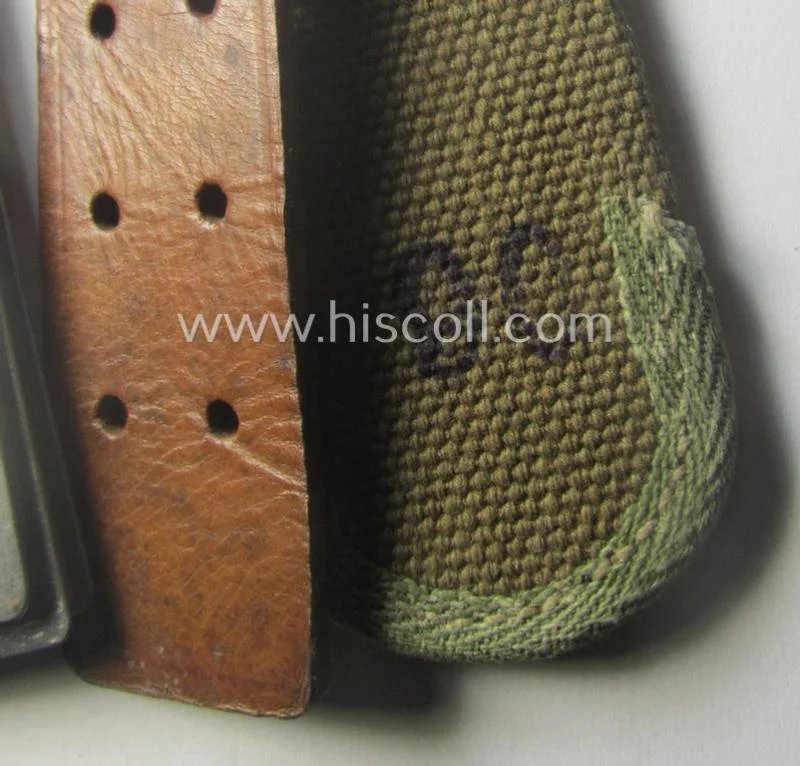 WH (Heeres ie. LW etc.) 'tropical-issue'- belt (ie. 'Koppelriemen') being a 80 cms.-sized- and typical non-maker-marked example — image 10