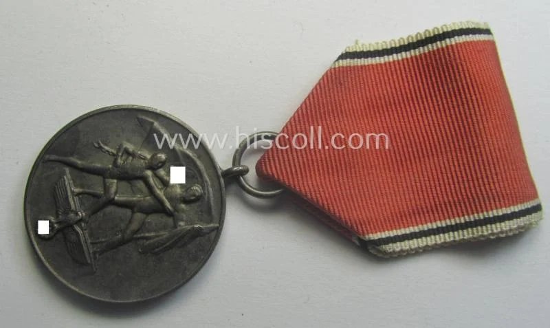 WH Austrian-occupation- (ie. 'Anschluss'-) medal: '13. März 1938' being a very attractive (albeit somewhat tarnished) example that comes stored in its bright-red-coloured- and/or typical non-maker-marked etui as issued — image 11
