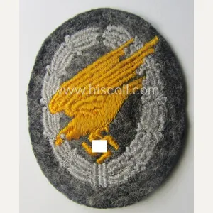 WH (Luftwaffe) 'Fallschirmschützen-Abzeichen in Stoff' (or: cloth-based paratroopers' jump-badge) that …