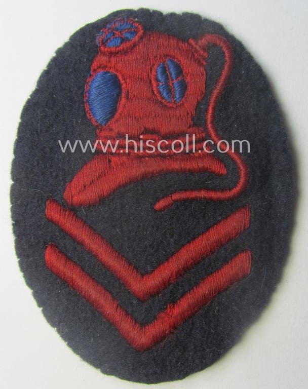 WH (Kriegsmarine) neatly machine-embroidered, so-called: career- ie. specialist-armbadge (ie. 'Tätigkeits-Abzeichen') as was intended to signify the: 'Sonderausbildung für Torpedotaucher' — image 3