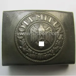 Moderately used, WH (Heeres) field-grey-coloured- and/or typical steel-based belt-buckle being …