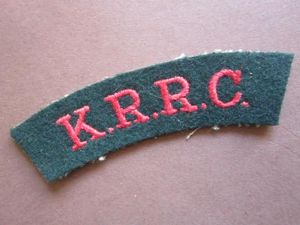 A early embroided K.R.R.C. (King's Royal Rifle Corps) red on …