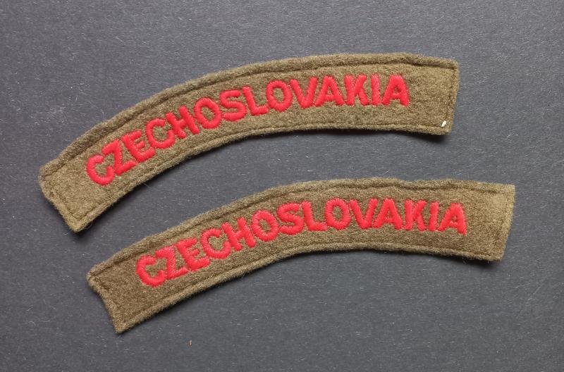 A attractive - issued full matching British made - set of National Free Czechoslovakia shoulder titles