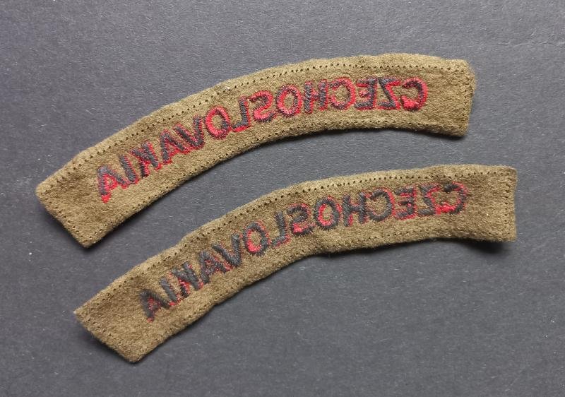 A attractive - issued full matching British made - set of National Free Czechoslovakia shoulder titles — image 2