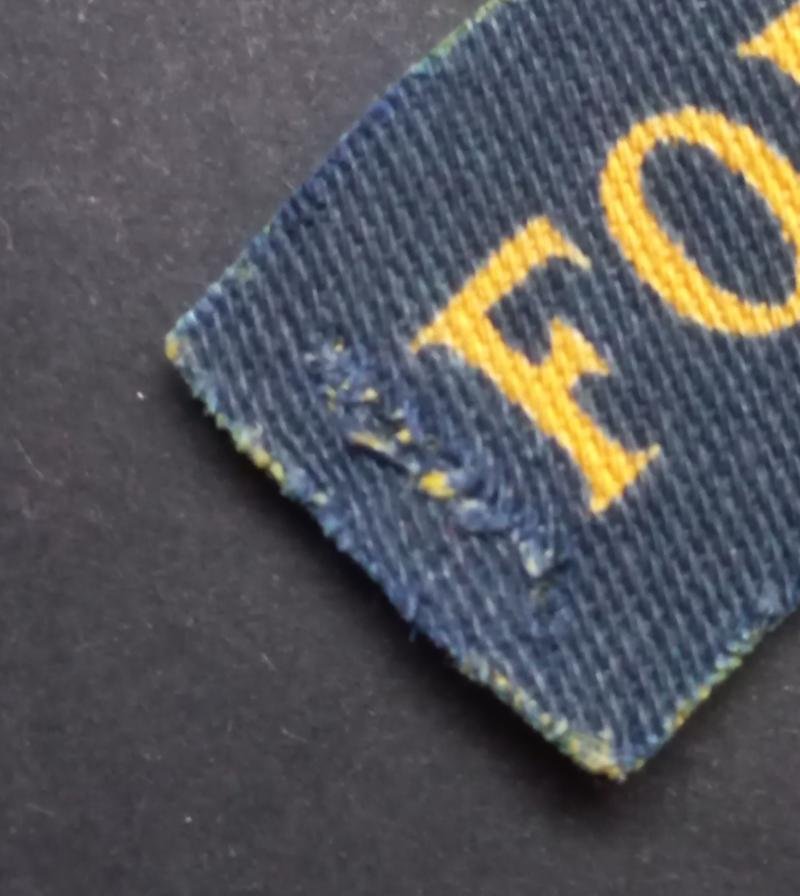 A attractive (Calico printers made) Fort Garry Horse printed shoulder title — image 3