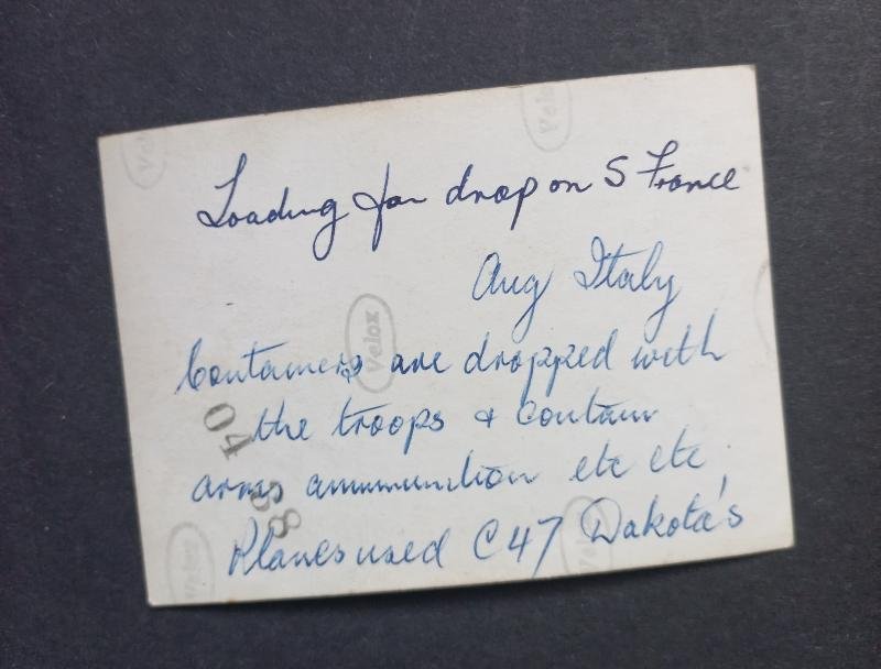 A original and - regrettably small 8.6cm by 6.3cm - period made black and white photograph dispicting men of a Airborne unit loading containers — image 2